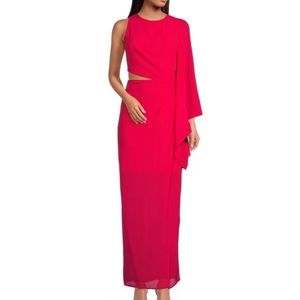Belle Badgley Mischka Riley One Sleeve Sheath Maxi Dress